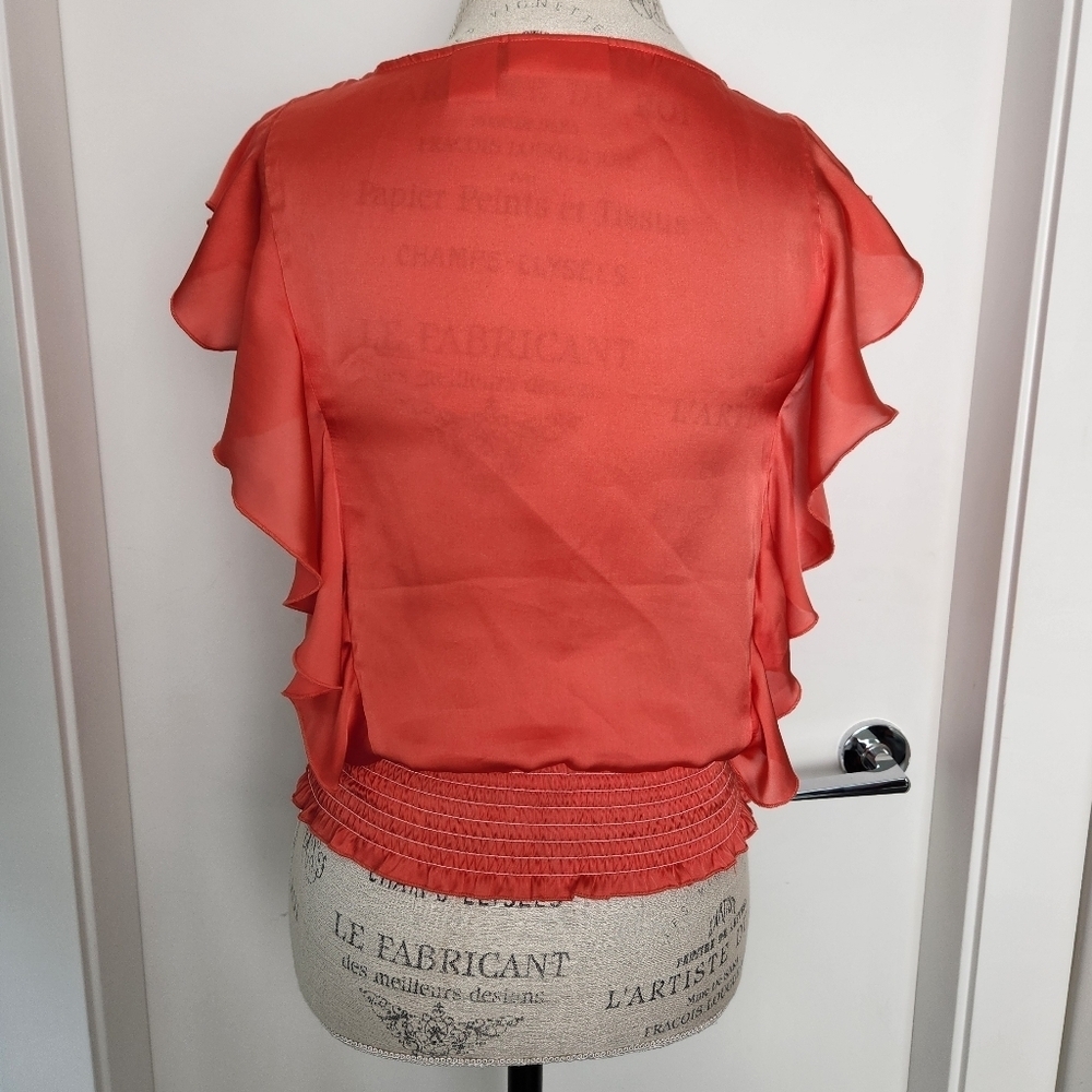 DKNY Red Ruffle Blouse - Picture 7 of 12